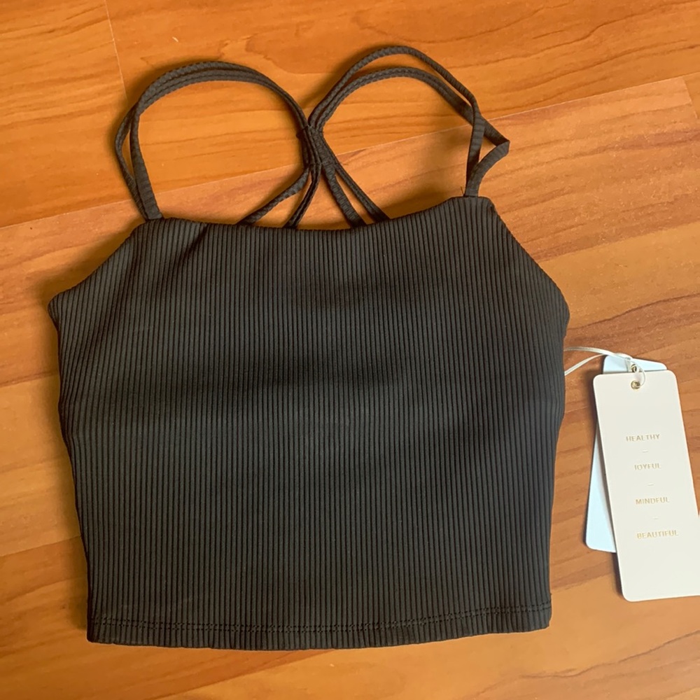 NWT Love Tree Black Racerback Sports Tank